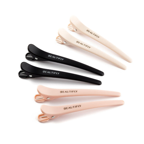 Beautifly Hair Clips Set 6pcs Black Pink Gold PVC Hair Accessories