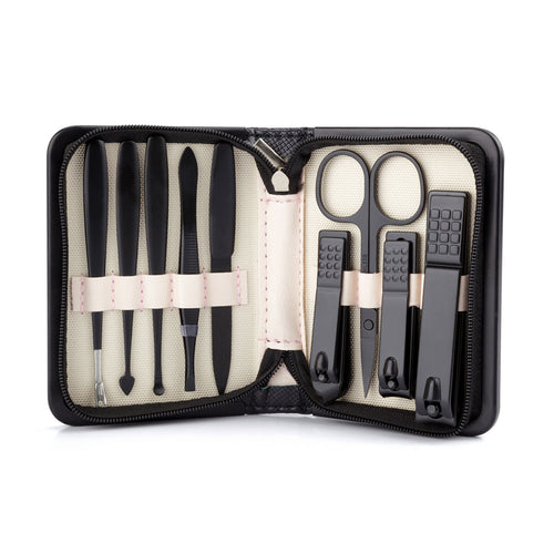 Beautifly Manicure Set 9 Pieces Black Professional Nail Clippers & Accessories