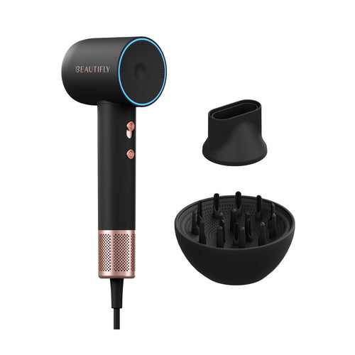 Beautifly VelaAir Hair Dryer Black with LCD Screen, Quiet and Fast