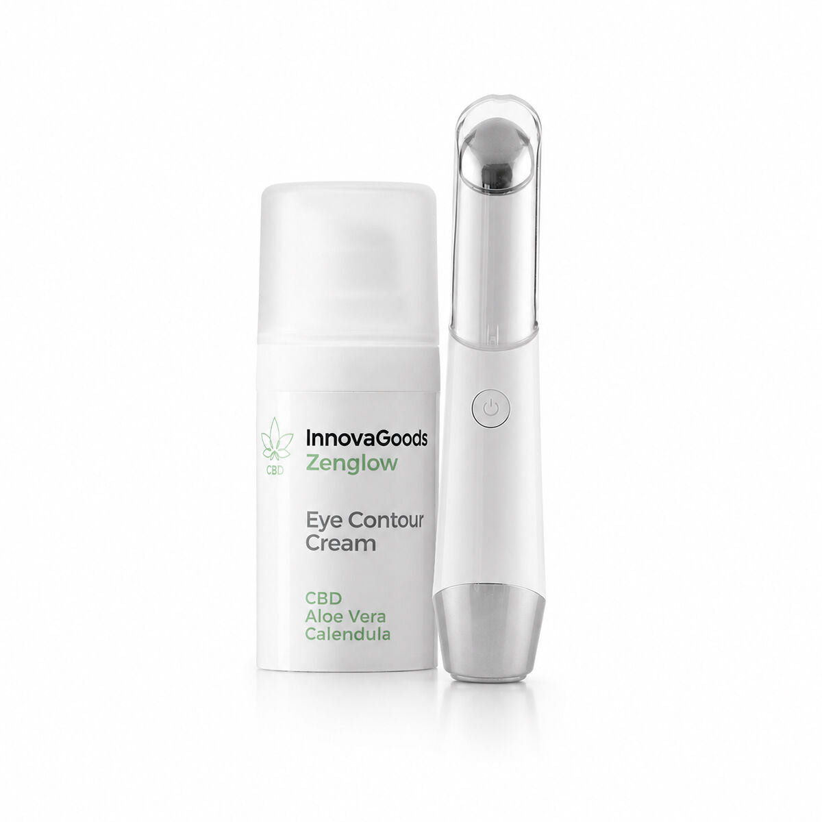 Pack Anti-Aging Eye Massager with Phototherapy and Thermotherapy and CBD Eye Contour Zenglow 15 ml InnovaGoods