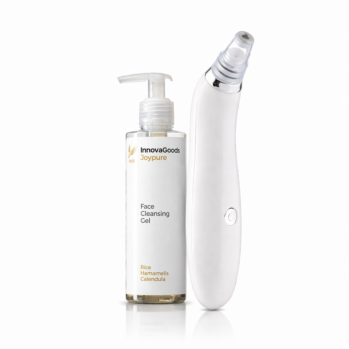 Pack Electric Blackhead Facial Cleaner and Rice Joypure Facial Cleansing Gel 200 ml InnovaGoods