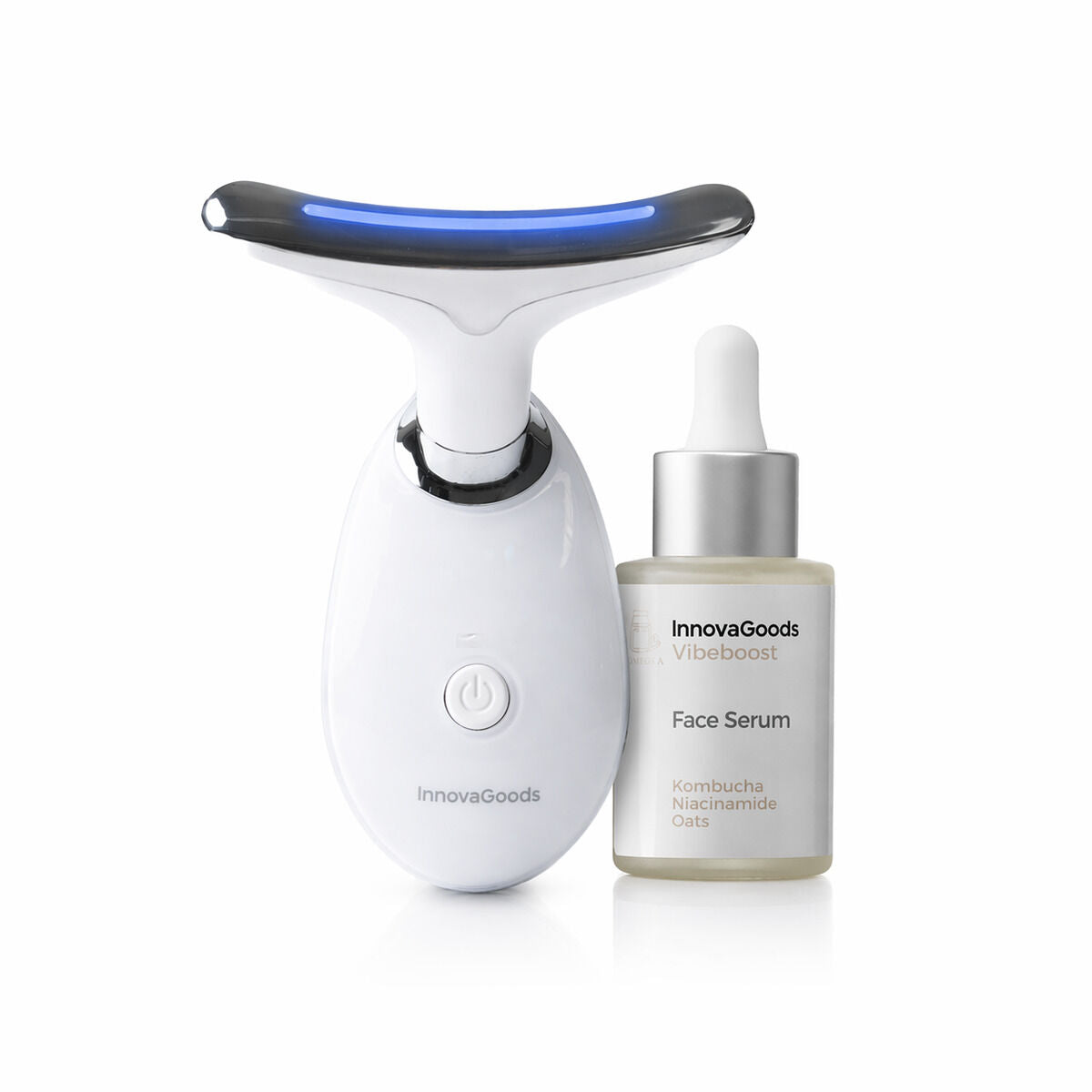 Pack Firming Facial Massager with LED, EMS and Heat and Kombucha Facial Serum 30 ml InnovaGoods