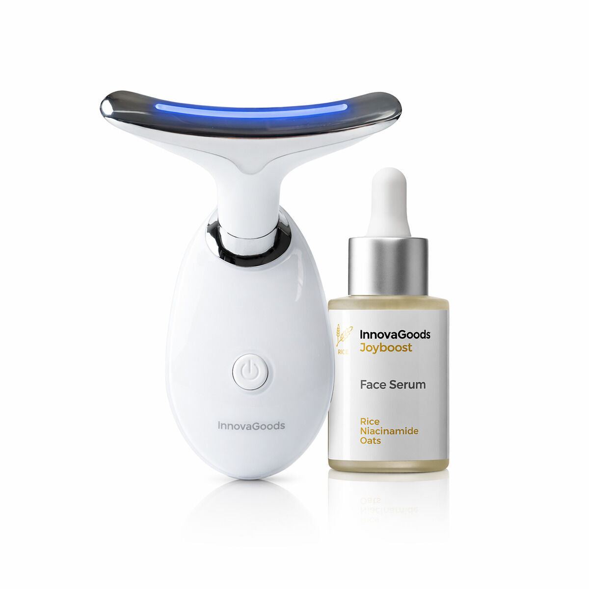 Firming Facial Massager Pack with LED, EMS and Heat and Rice Joyboost Facial Serum 30 ml InnovaGoods