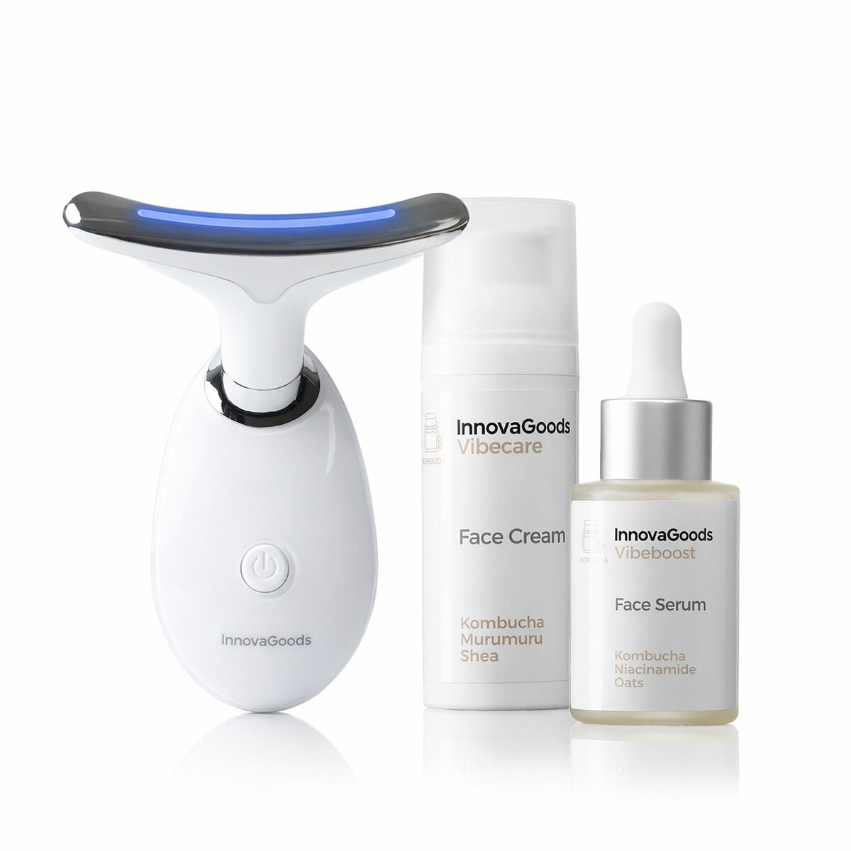 Pack Facial Massager, Kombucha Facial Serum Vibeboost 30 ml and Kombucha Facial Cream Vibecare 50 ml InnovaGoods
