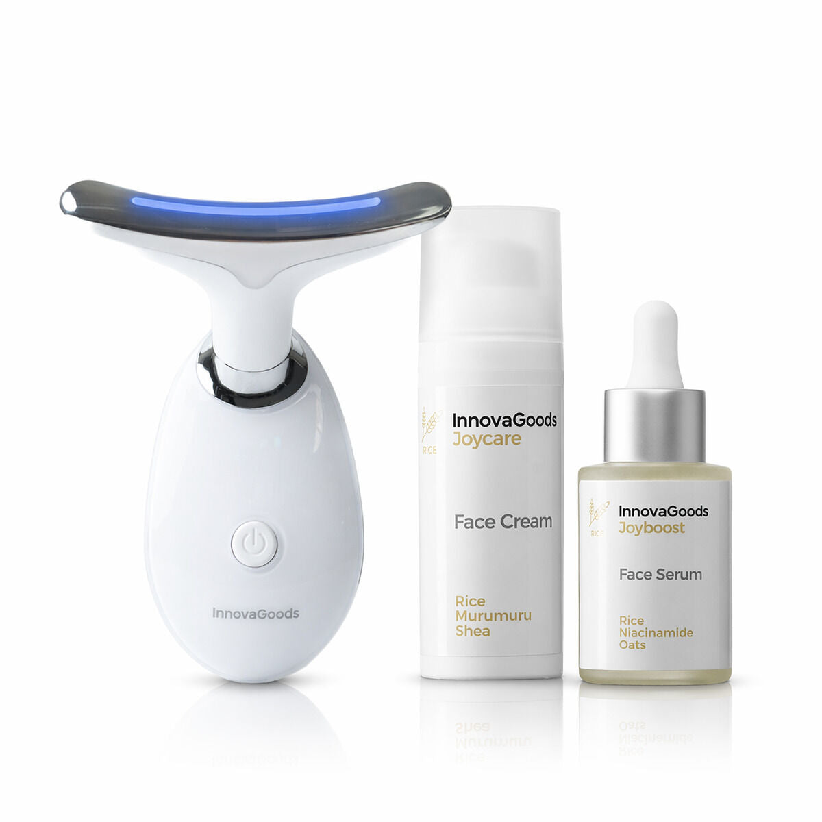 Pack Facial Massager, Rice Joyboost Facial Serum 30 ml and Rice Joycare Facial Cream 50 ml InnovaGoods